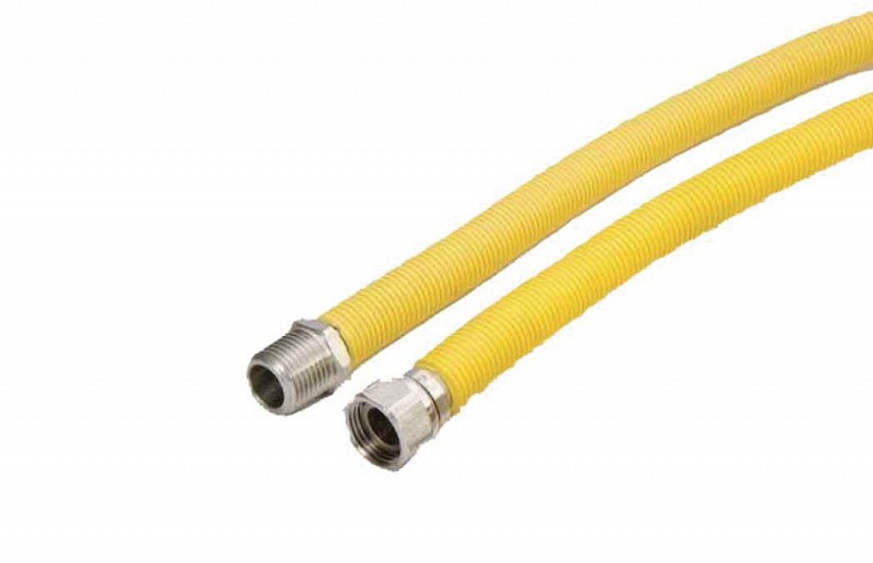 Expanding Flexible Gas Tube with Yellow Cover – Male/Female Max 500mbar  - 1/2’’ 50-100cm