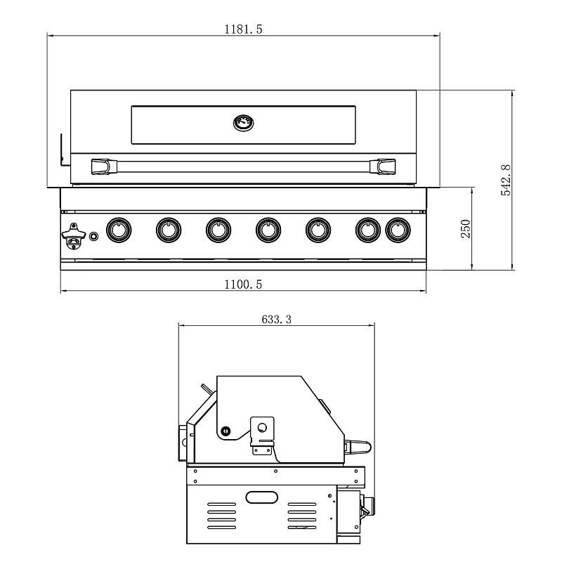 LPG BBQ SEMI-PROF TGH-BI-B8B-G 6+1 26,7kW