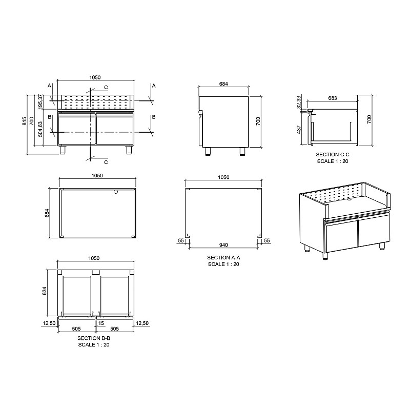 BBQ Inox Cabinet TGH-B1-B4-G w/ Drawers