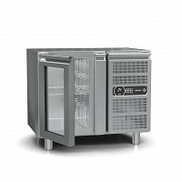 INOX Fridge w/ Glass Door and Led Lighting - no counter