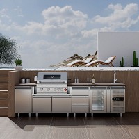 INOX Fridge w/ Glass Door and Led Lighting - no counter