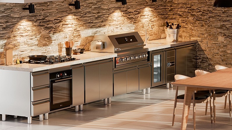 INOX Fridge w/ Glass Door and Led Lighting - no counter