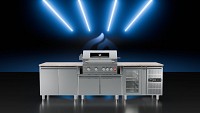INOX Fridge w/ Glass Door and Led Lighting - no counter