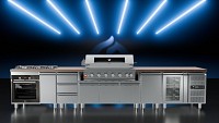 INOX Fridge w/ Glass Door and Led Lighting - no counter
