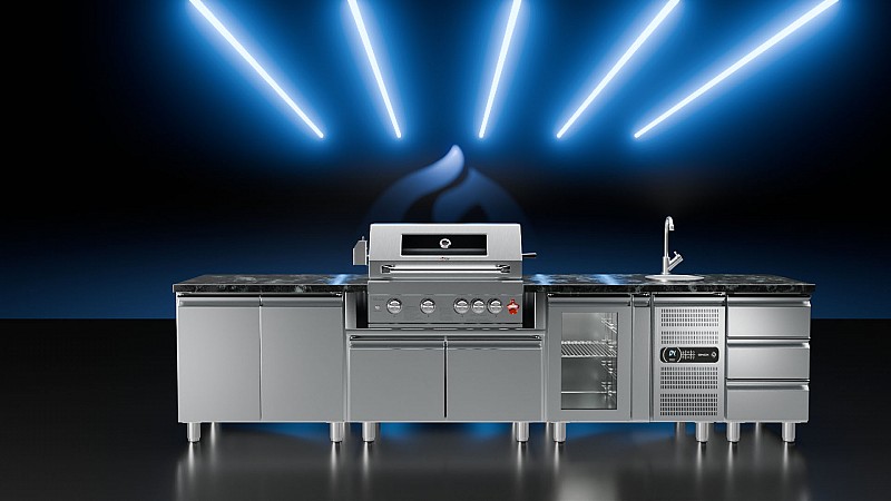 INOX Fridge w/ Glass Door and Led Lighting - no counter