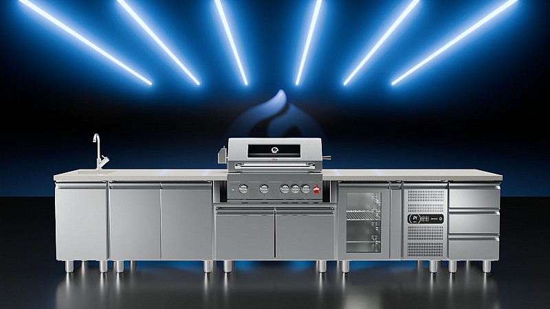 INOX Fridge w/ Glass Door and Led Lighting - no counter