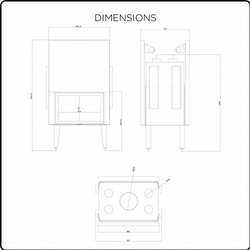 Hot Air Fireplace GST 80 Double Frontage 2 Doors (Tunnel)