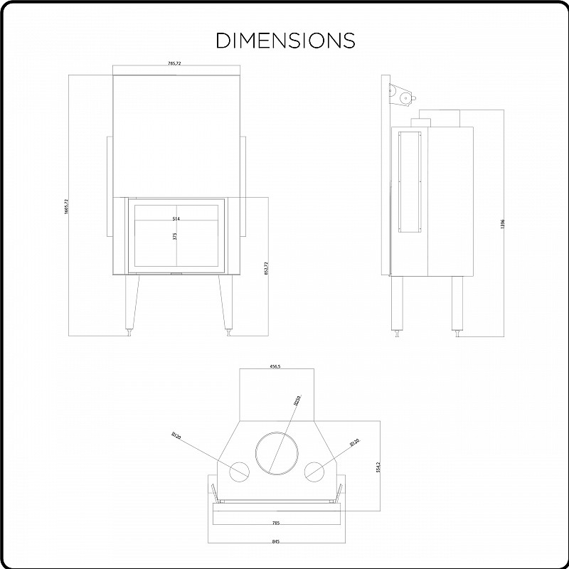 Hot Air Fireplace GST Straight Sliding Door (Straight)