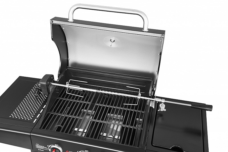 Inox Rotisserie w/ Electric Motor - Lenght 89cm + Handle