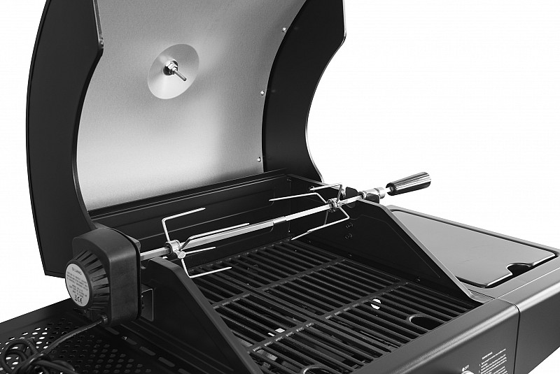 Inox Rotisserie w/ Electric Motor - Lenght 89cm + Handle