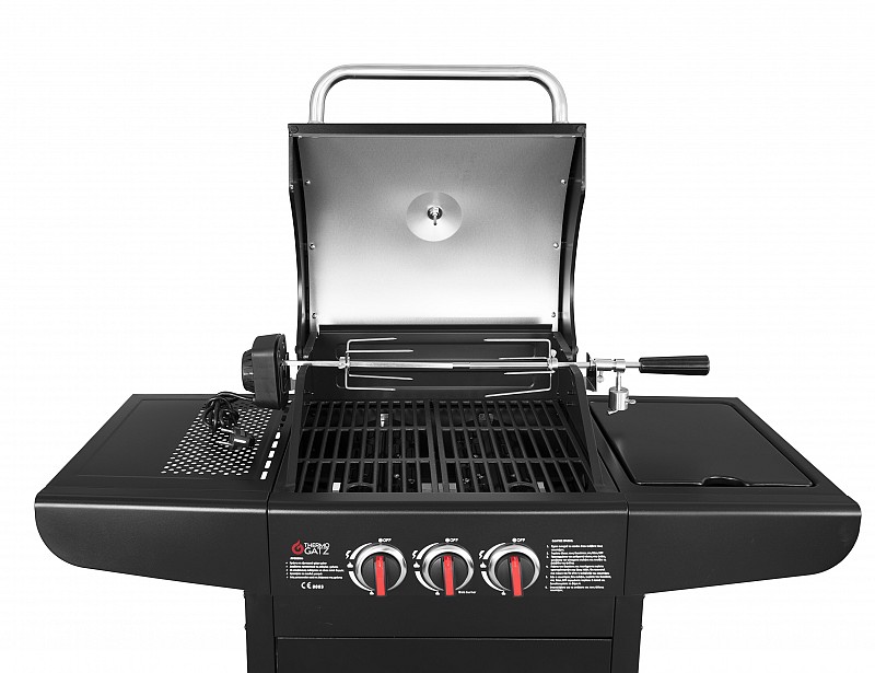 Inox Rotisserie w/ Electric Motor - Lenght 89cm + Handle